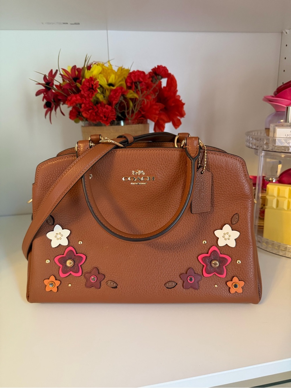 COACH Lillie Carryall with daisy floral appliques